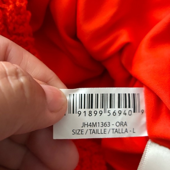 Eliza J Vibrant Orange Halter Midi Sheath Crochet Dress L - Picture 13 of 15